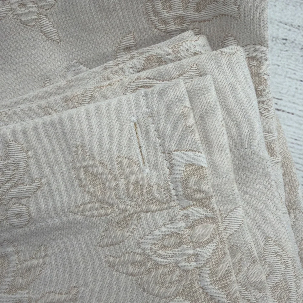 Pereira Da Cunha Shower Curtain Beige Floral Matelasse Portugal 100% Cotton